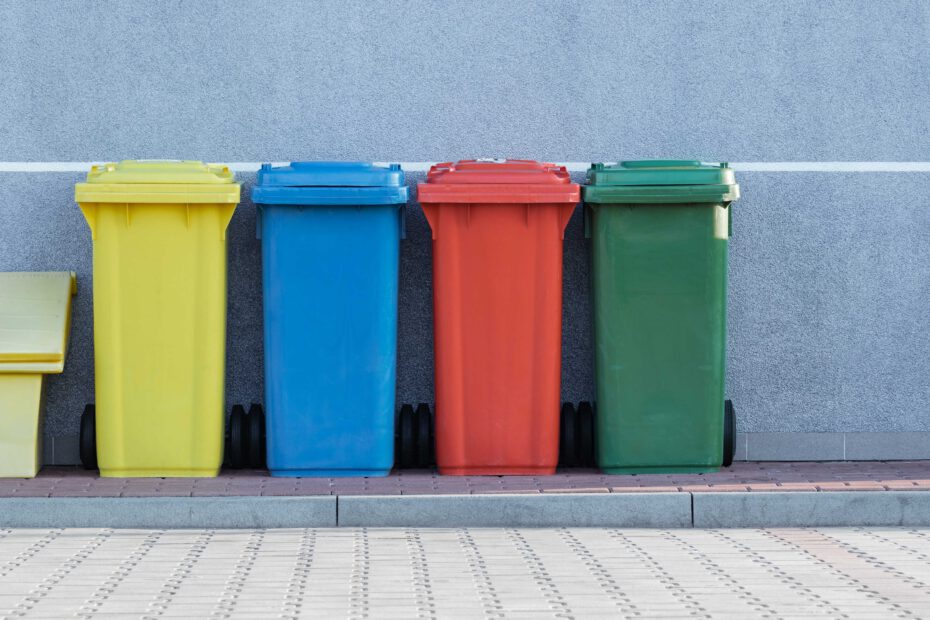 Verschiedenfarbige Recyclingtonnen